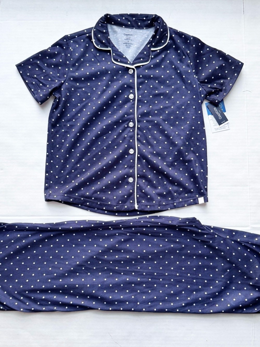 Gap Girl's NewShort Sleeve Polka Dot Pajamas / Sleep Set in Navy NWT Size 8Y